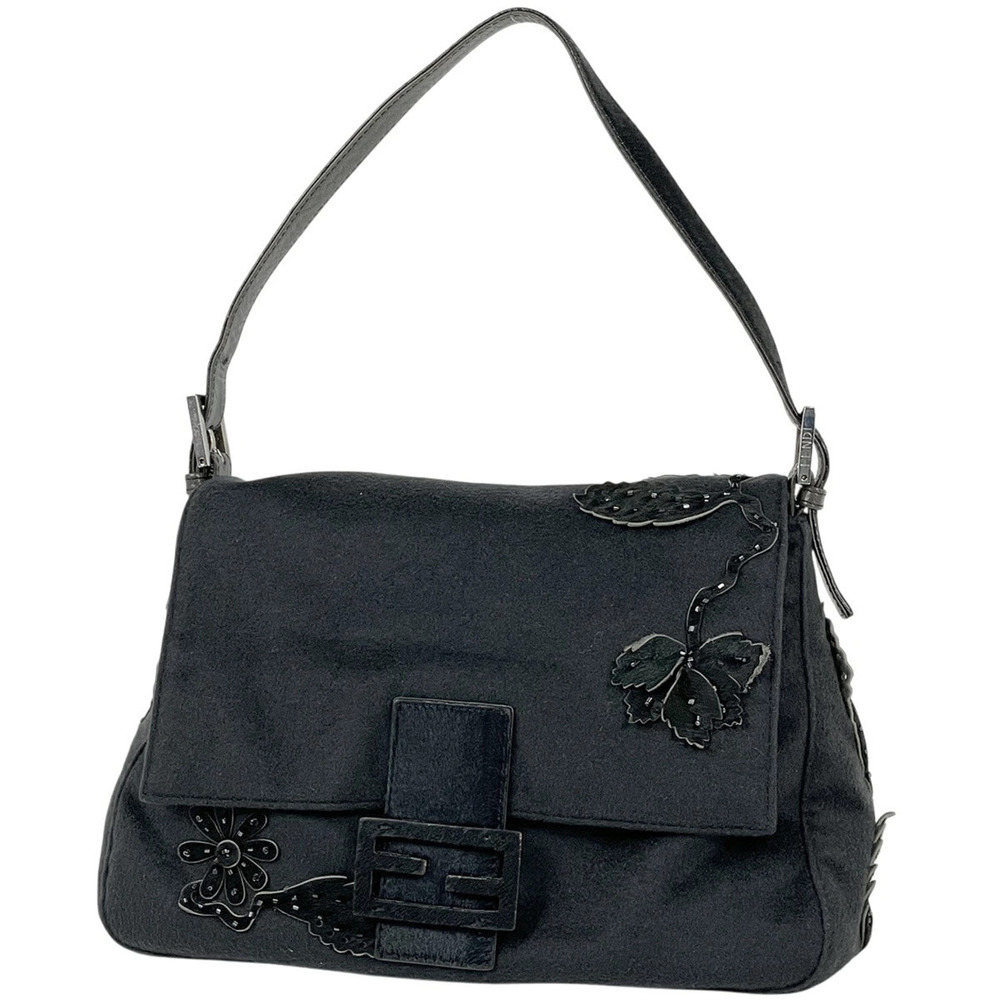 Fendi Zucca Shoulder Bag Mamma Baguette Black